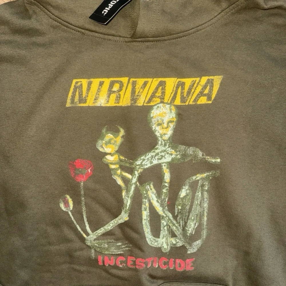NIRVANA INCESTICIDE MENS SHIRT GREEN Adult Hoodie  XL NWT Hot Topic Kurt Cobain - Picture 2 of 4